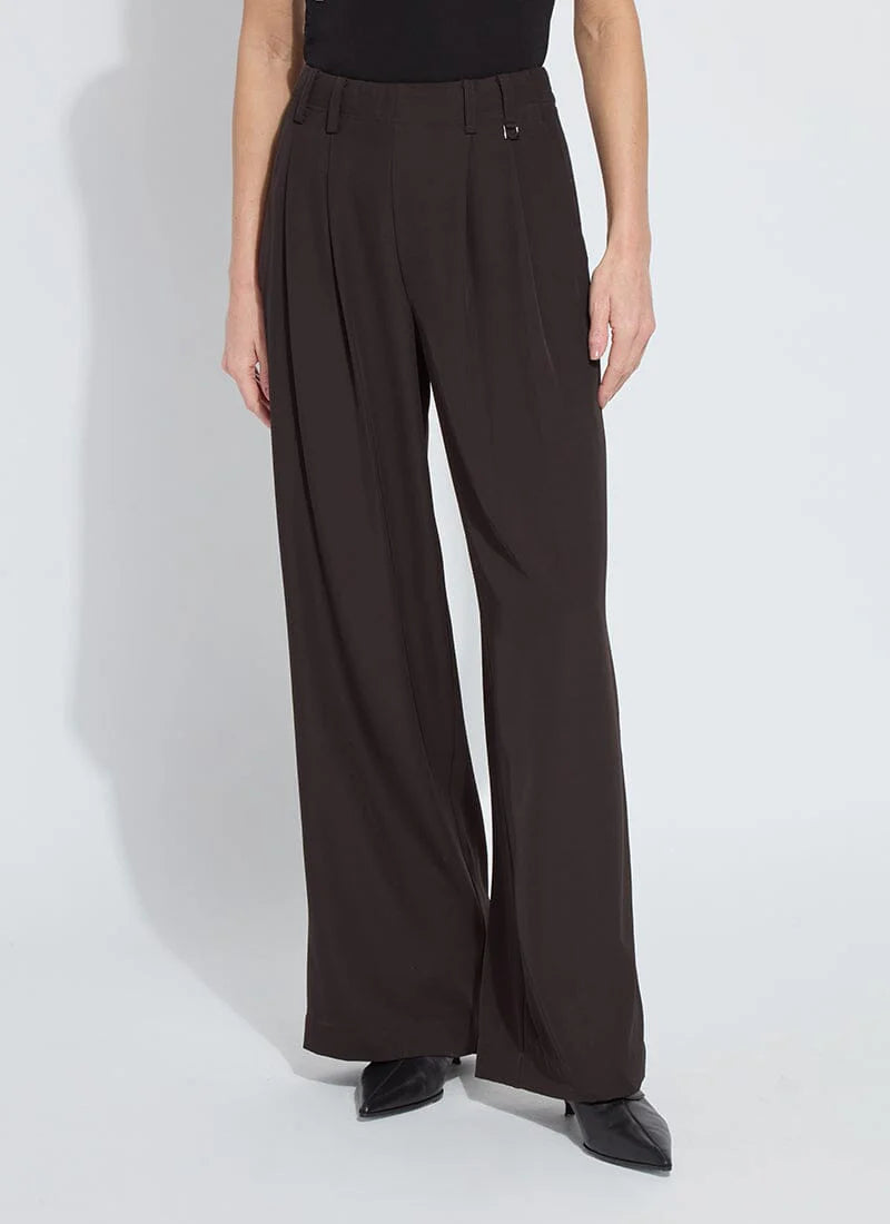 Darcy Pleated Wide Leg Trouser in double espresso by Lysse