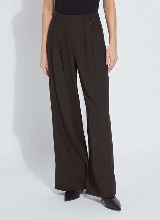 Darcy Pleated Wide Leg Trouser in double espresso by Lysse