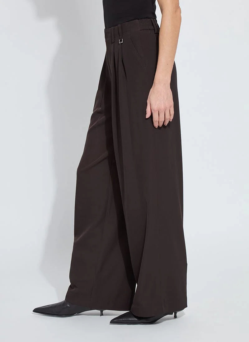 Darcy Pleated Wide Leg Trouser in double espresso by Lysse