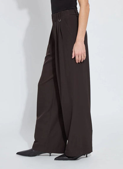 Darcy Pleated Wide Leg Trouser in double espresso by Lysse