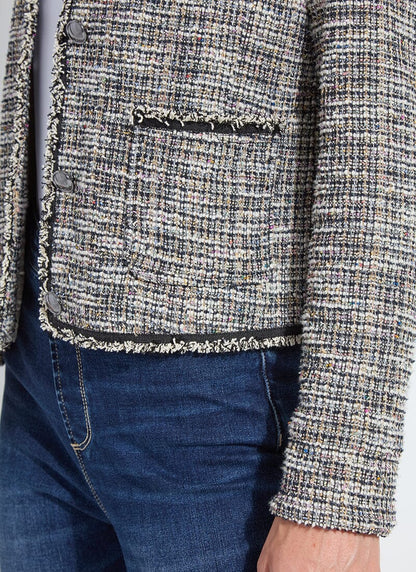 Charlotte Collarless St Tweed Jacket in multi color by Lysse