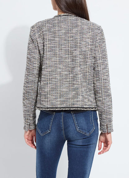 Charlotte Collarless St Tweed Jacket in multi color by Lysse