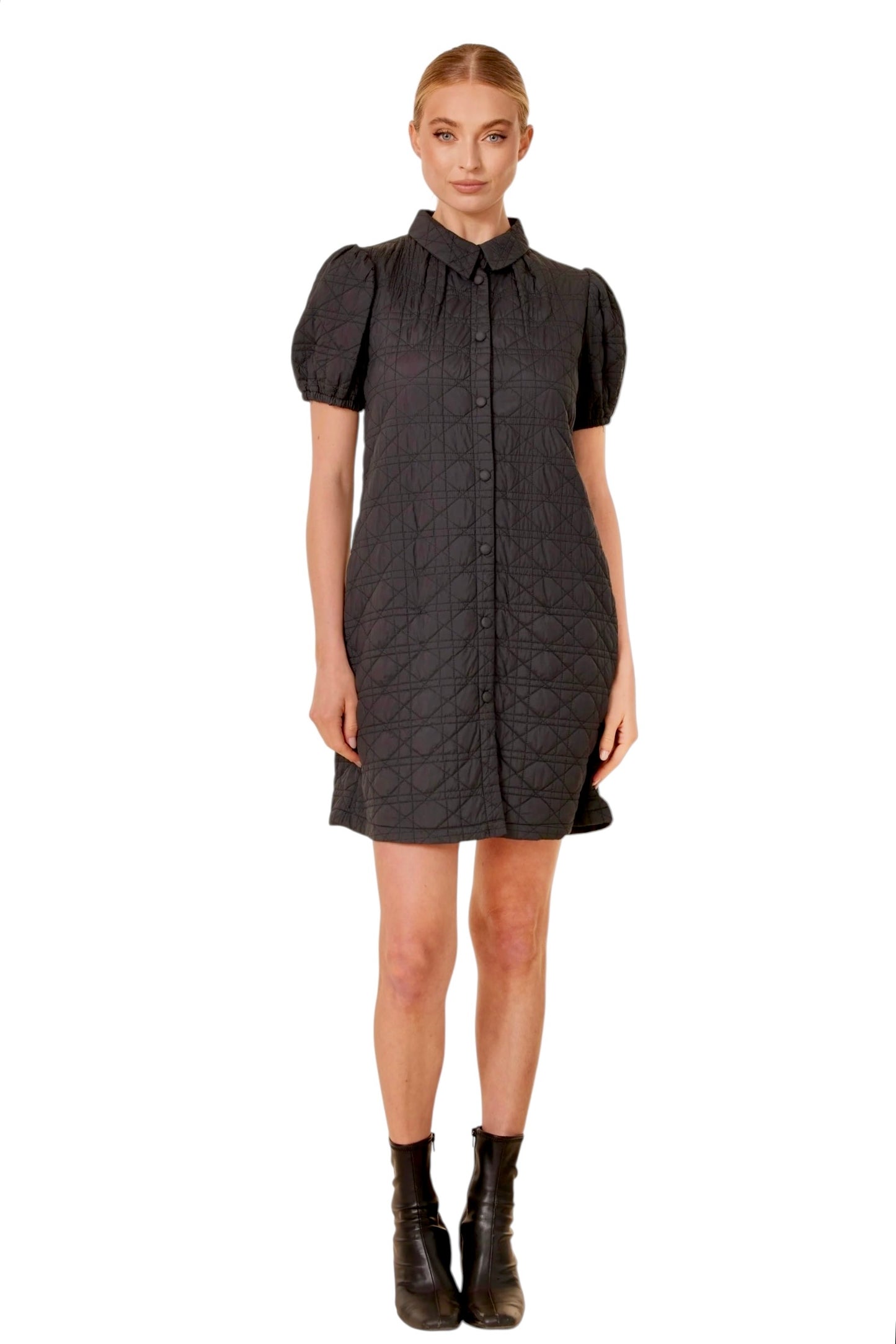 Nylon Quilted Dress in black by Dolce Cabo