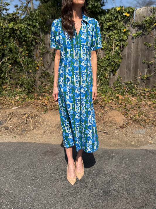 Kris Picnic Stripe Dress in green by Beau & Ro