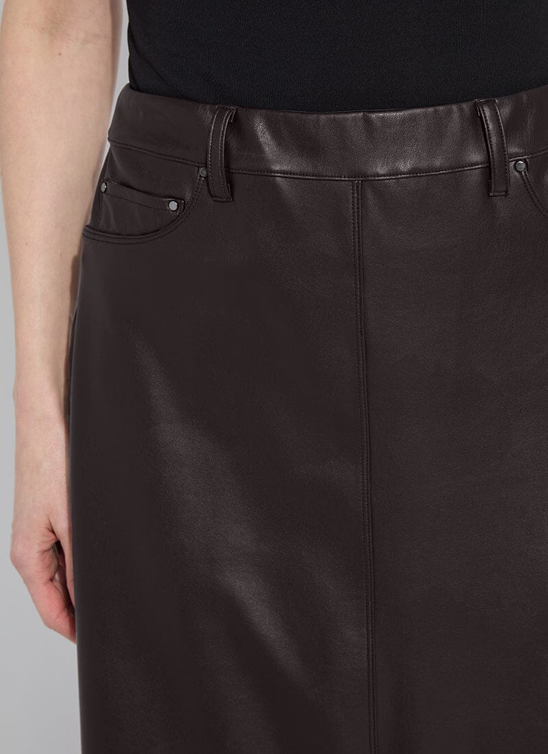Warren A-Line Vegan Leather Skirt in double espresso by Lysse