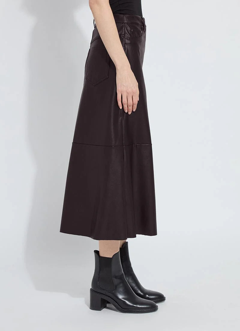 Warren A-Line Vegan Leather Skirt in double espresso by Lysse