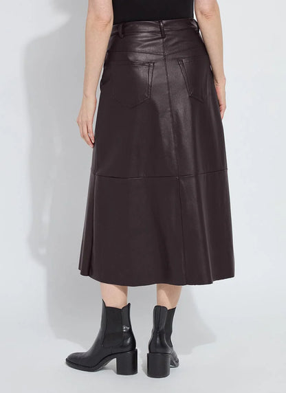 Warren A-Line Vegan Leather Skirt in double espresso by Lysse