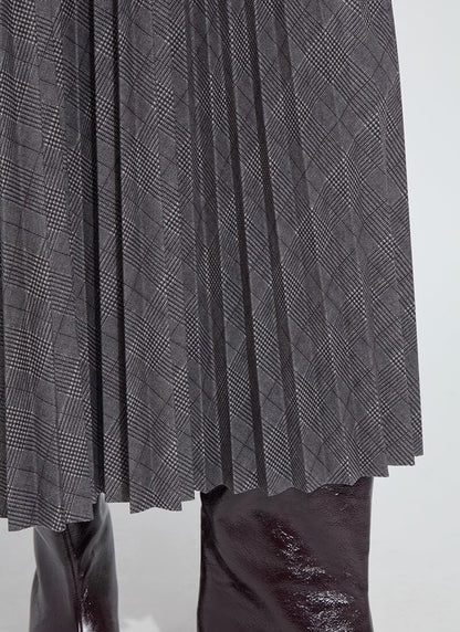 Pierra Ponte Pleated Plaid Midi Skirt in london glen plaid by Lysse