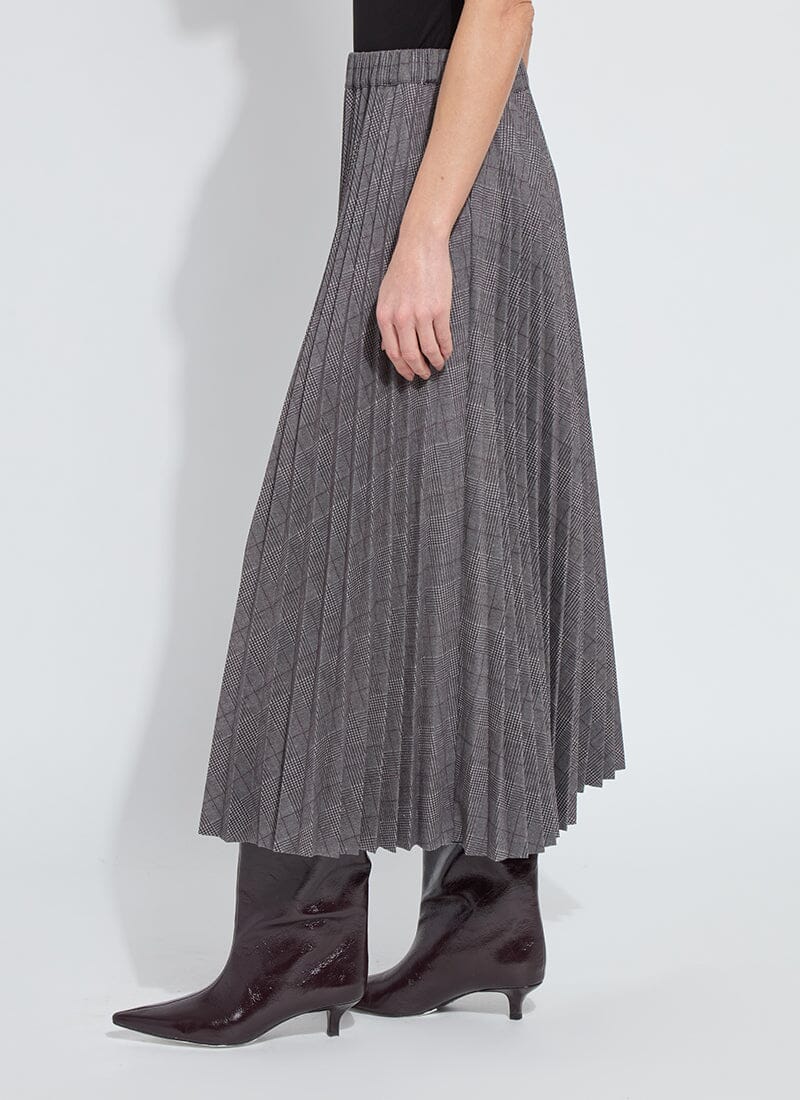 Pierra Ponte Pleated Plaid Midi Skirt in london glen plaid by Lysse