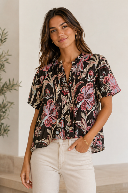 Isabella Printed Blouse in multi by Dylan