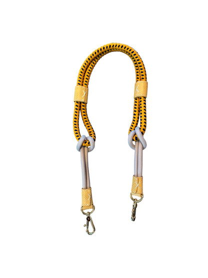 Braided Nylon Strap in yellow rope with wheat yellow reticulated leather