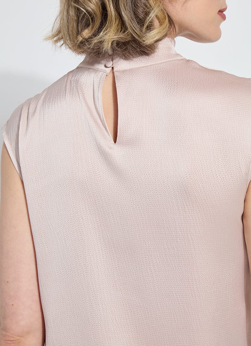 Aisha High Neck Draped Blouse in rose petal by Lysse