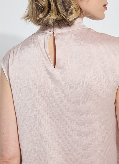 Aisha High Neck Draped Blouse in rose petal by Lysse
