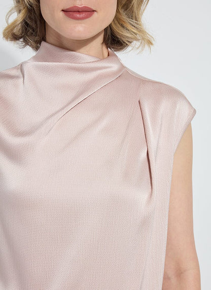 Aisha High Neck Draped Blouse in rose petal by Lysse