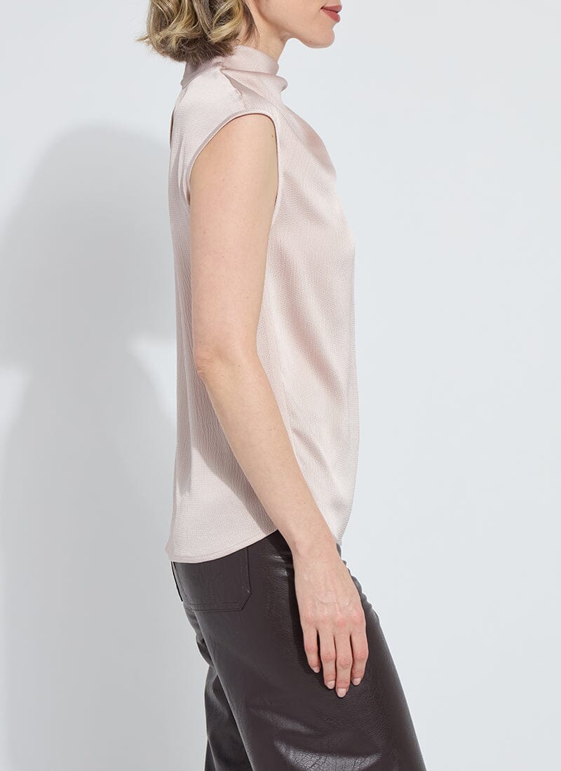 Aisha High Neck Draped Blouse in rose petal by Lysse