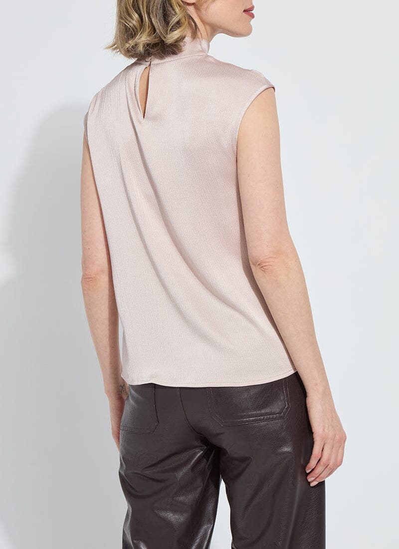 Aisha High Neck Draped Blouse in rose petal by Lysse