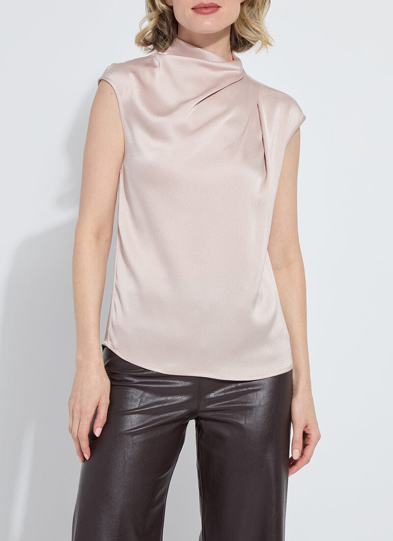 Aisha High Neck Draped Blouse in rose petal by Lysse
