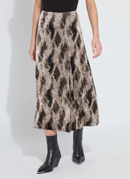 Dominique St Velvet Pleated Skirt in abstract obsession by Lysse