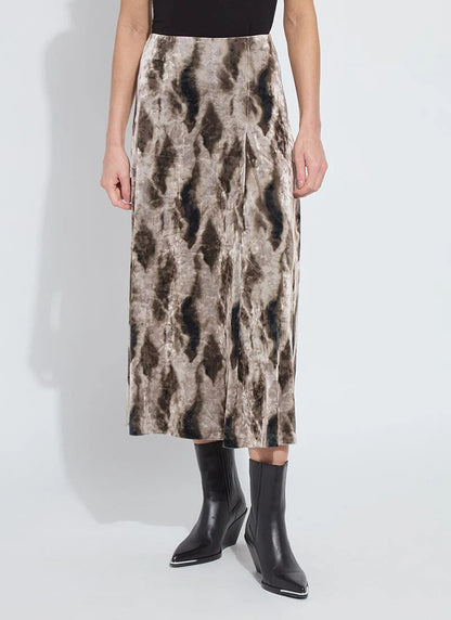 Dominique St Velvet Pleated Skirt in abstract obsession by Lysse