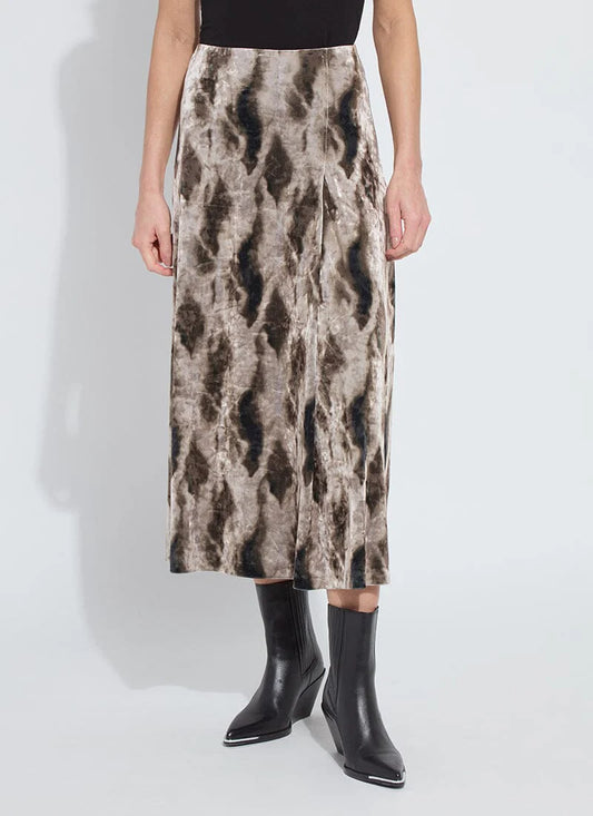 Dominique St Velvet Pleated Skirt in abstract obsession by Lysse