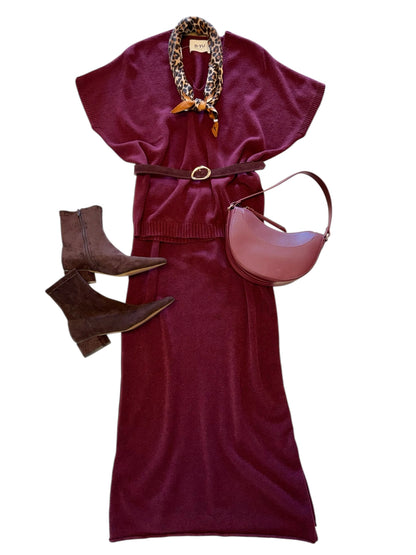 Knit Skirt in wine by B-YU