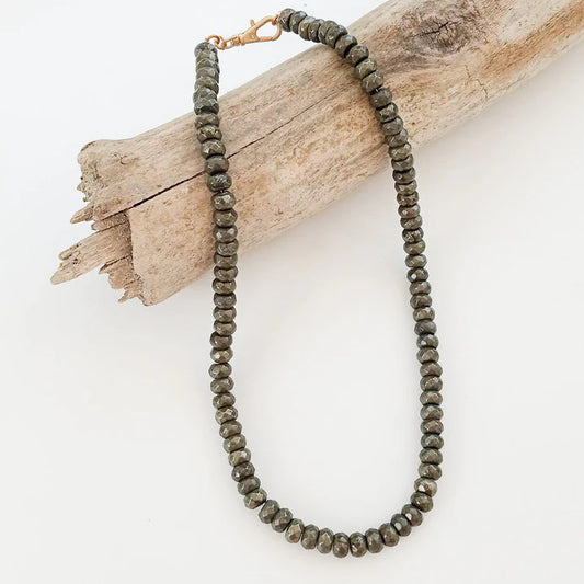 Rondelle 18" Necklace in pyrite by Virtue