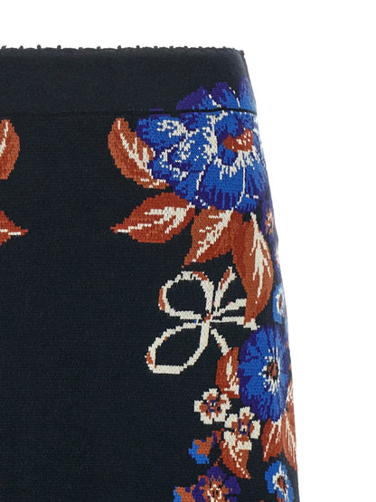 Bow Garden Knit Midi Skirt in blue by Farm Rio