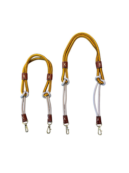 Braided Nylon Strap in yellow rope with brown mesh leather