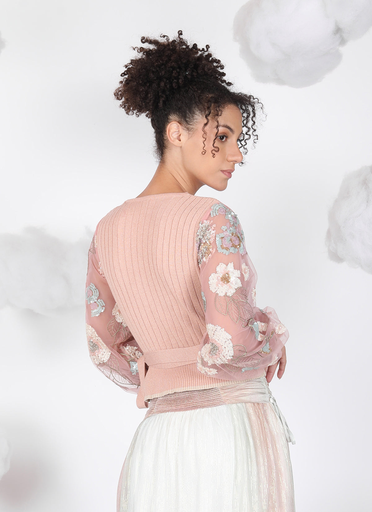 Clarisa Top with Sleeve Detail in blush pearl by Blank