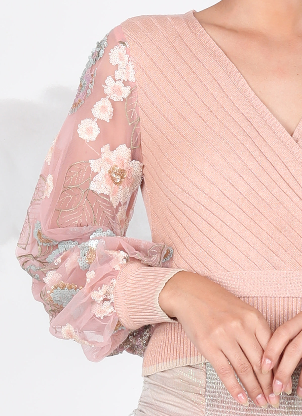 Clarisa Top with Sleeve Detail in blush pearl by Blank