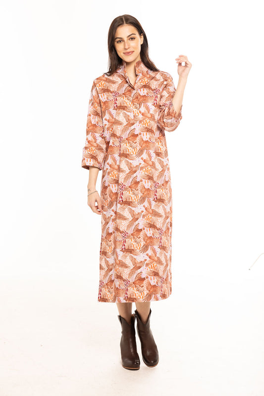 Grace Printed Shift Dress in pheasant bouquet by Holly Shae