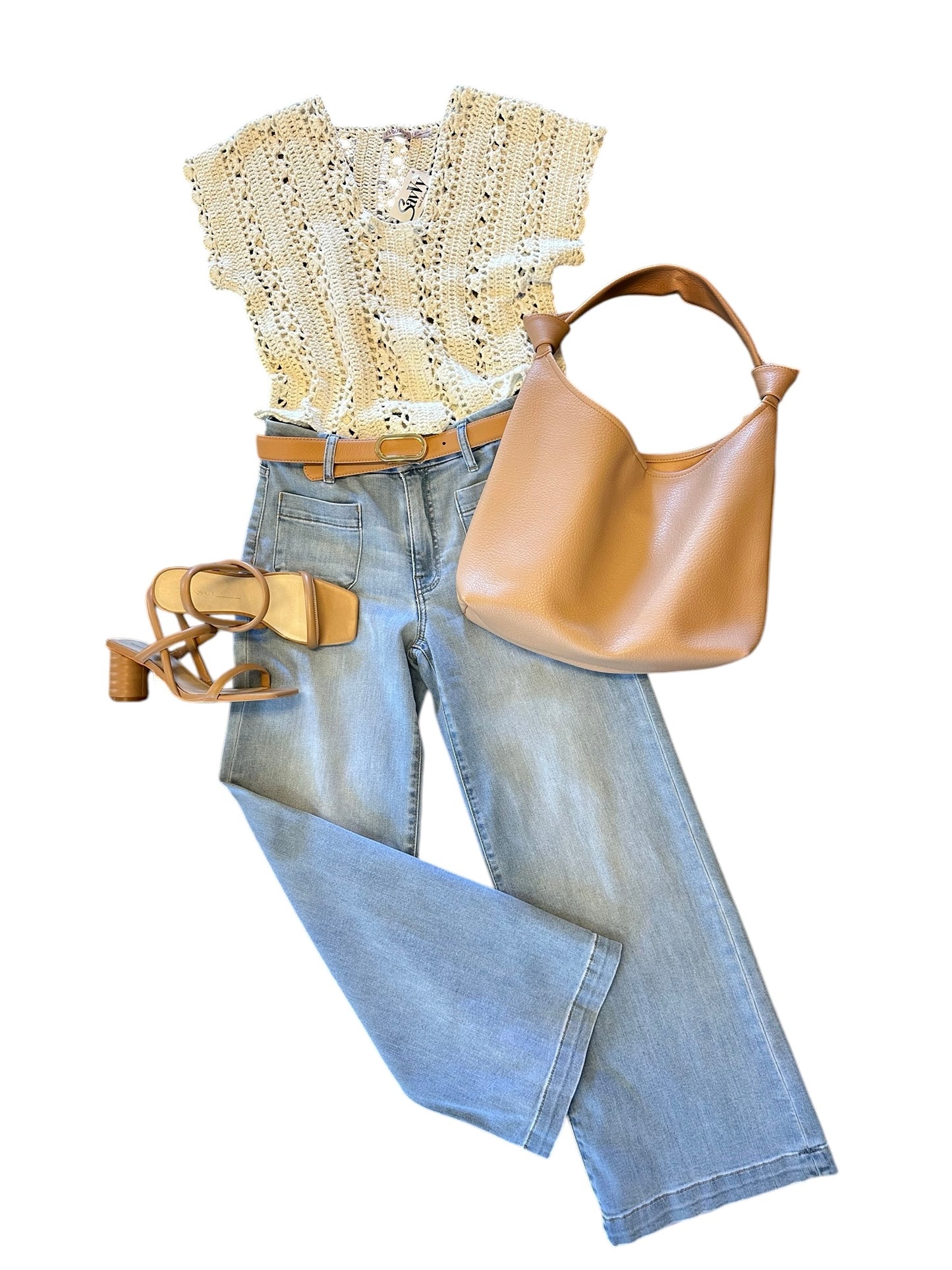 Crochet Crop Top in white by Esqualo