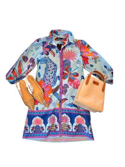 Ava Dress in azure safari by Maude Vivante