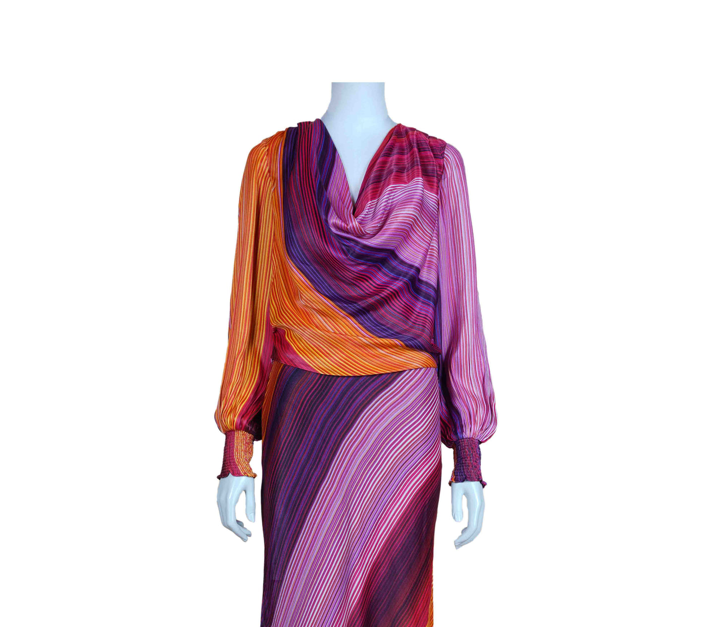 Estrella Cowl Neck Top in pink multi by Blank