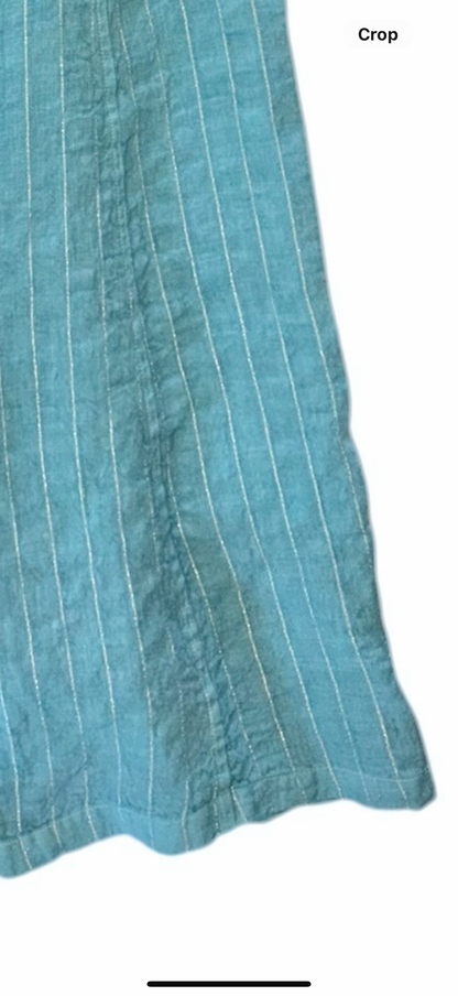 Lurex Striped Linen Dress in crystal by Haris Cotton