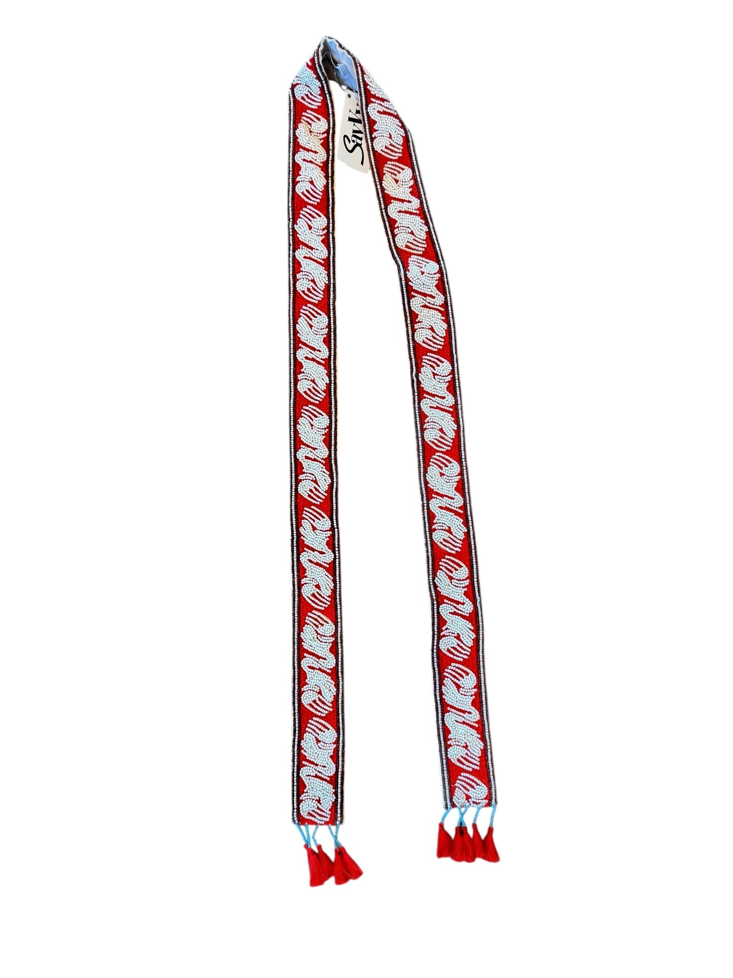 Woven Tie Belt in red by Ottod'Ame