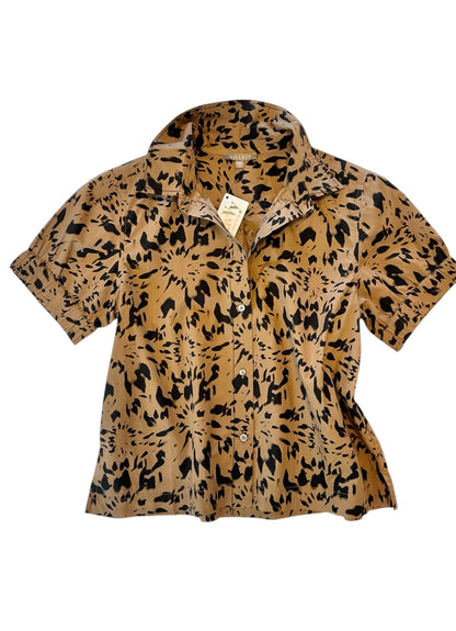 Elastic Cuff Button Down Top in animal floral by Lilla P