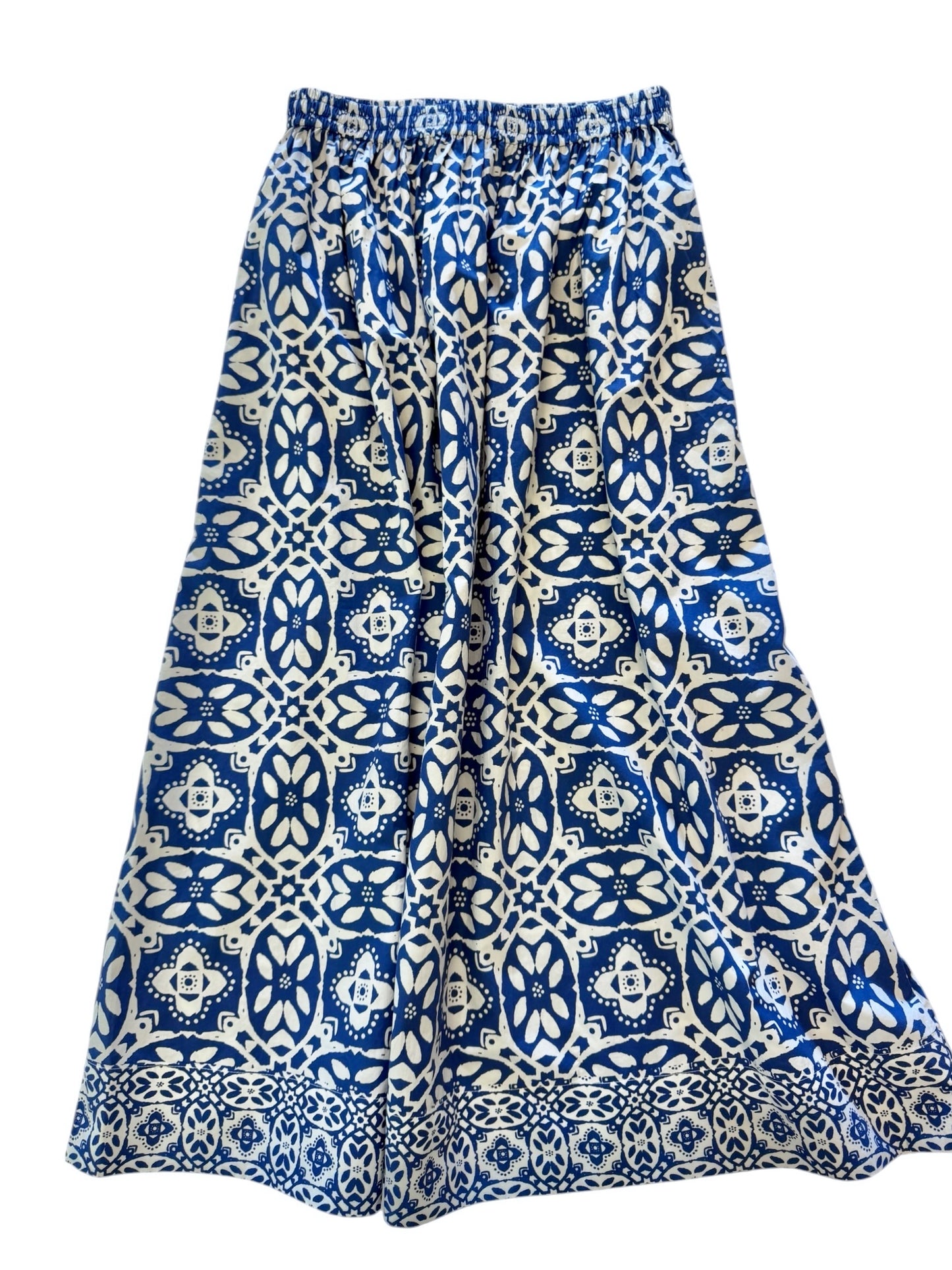 Madelyn Midi Skirt in rosetta tile navy by Brooks Avenue