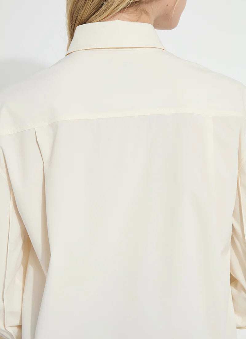 Etta Pleated Balloon Sleeve Shirt in buttercream by Lysse
