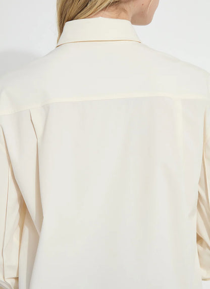 Etta Pleated Balloon Sleeve Shirt in buttercream by Lysse