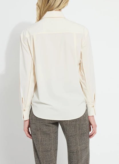 Etta Pleated Balloon Sleeve Shirt in buttercream by Lysse