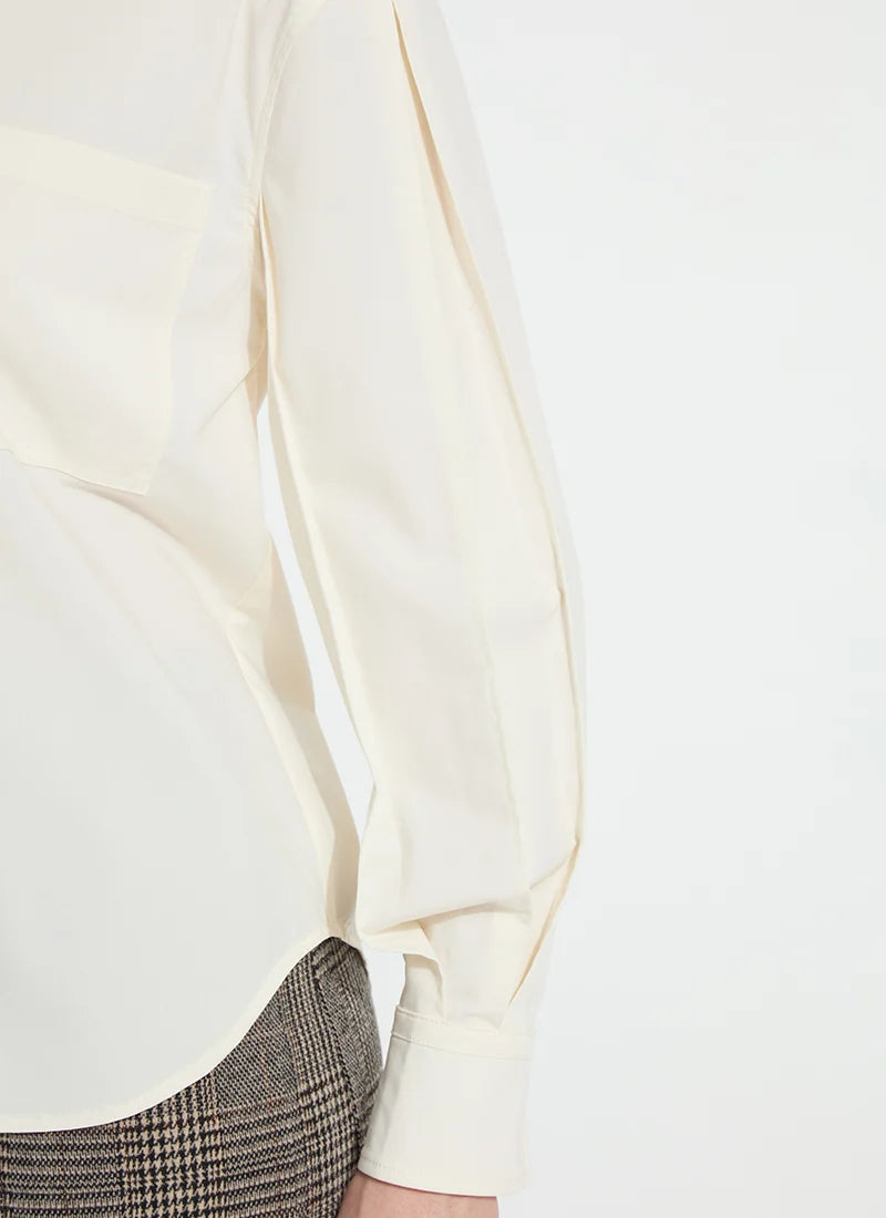 Etta Pleated Balloon Sleeve Shirt in buttercream by Lysse