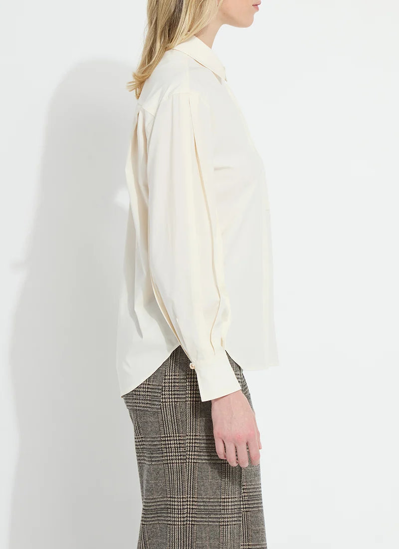 Etta Pleated Balloon Sleeve Shirt in buttercream by Lysse