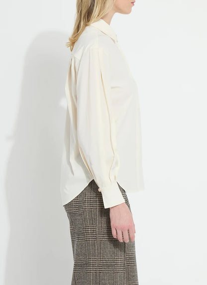 Etta Pleated Balloon Sleeve Shirt in buttercream by Lysse