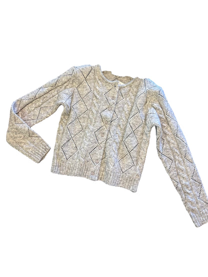 Jocasta Long Sleeve Crew Neck Cardigan in grey cloud by RD