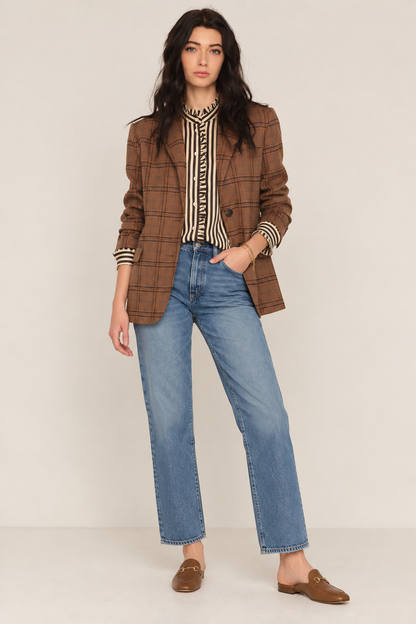 Sienna Plaid Blazer in toffee by Heartloom