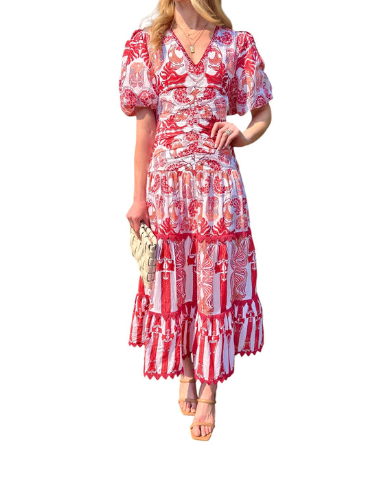 Yara Midi Dress in ruby vine by Ash & Eden