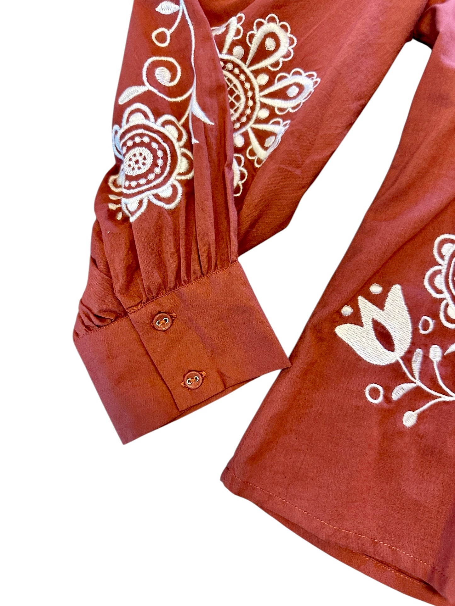 Egla Embroidered Blouse in terracotta by Bindu