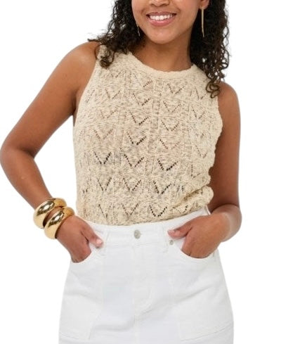 Crochet Tank in beige by Esqualo