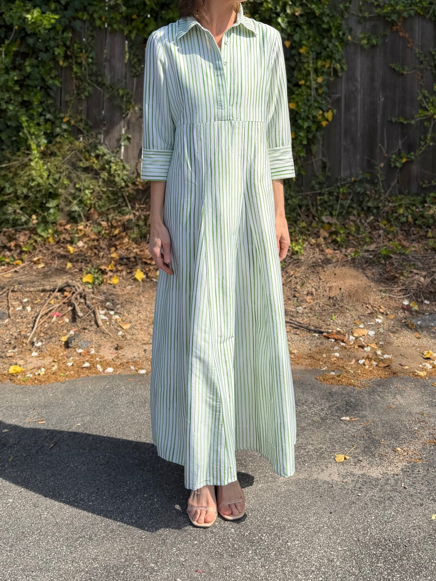 Alexa English Stripe Dress in green by Beau & Ro